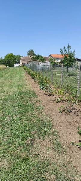 Aménagement des abords d'une église et d'un séchoir près de Langon